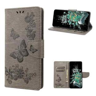 For OnePlus 10T Butterfly Embossed Horizontal Flip Leather Phone Case(Grey)