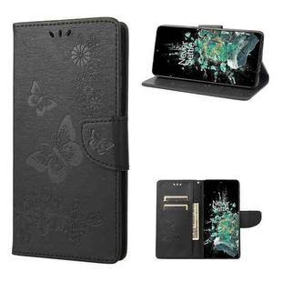 For OnePlus 10T Butterfly Embossed Horizontal Flip Leather Phone Case(Black)