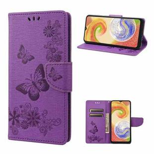 For Samsung Galaxy A04 Butterfly Embossed Horizontal Flip Leather Phone Case(Purple)