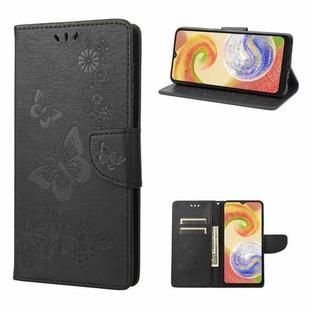 For Samsung Galaxy A04 Butterfly Embossed Horizontal Flip Leather Phone Case(Black)