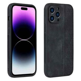 For iPhone 14 Pro AZNS 3D Embossed Skin Feel Phone Case(Black)