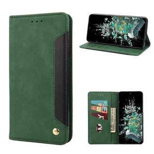 For OnePlus 10T Skin Feel Splicing Leather Phone Case(Green)