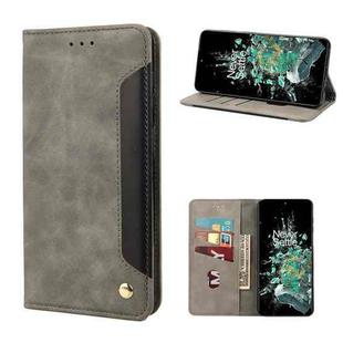 For OnePlus 10T Skin Feel Splicing Leather Phone Case(Grey)