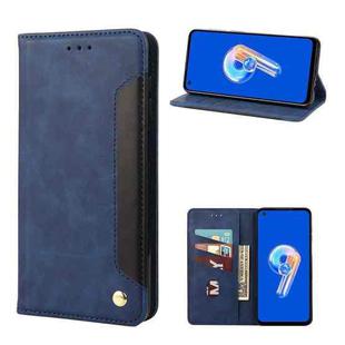 For Asus Zenfone 9 Skin Feel Splicing Leather Phone Case(Blue)