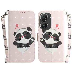 For Asus Zenfone 9 3D Colored Horizontal Flip Leather Phone Case(Heart Panda)