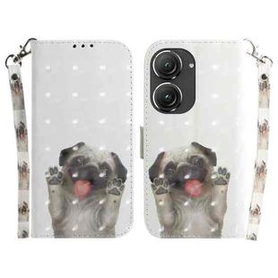 For Asus Zenfone 9 3D Colored Horizontal Flip Leather Phone Case(Pug)