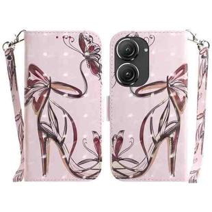 For Asus Zenfone 9 3D Colored Horizontal Flip Leather Phone Case(Butterfly High-heeled)