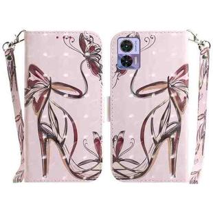 For Motorola Edge 30 Neo/Edge 30 Lite 3D Colored Horizontal Flip Leather Phone Case(Butterfly High-heeled)