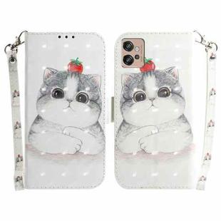 For Motorola Moto G32 3D Colored Horizontal Flip Leather Phone Case(Cute Cat)