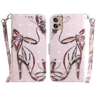 For Motorola Moto G32 3D Colored Horizontal Flip Leather Phone Case(Butterfly High-heeled)