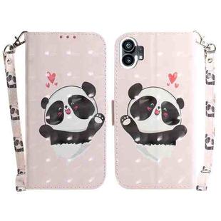 For Nothing Phone 1 3D Colored Horizontal Flip Leather Phone Case(Heart Panda)