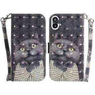 For Nothing Phone 1 3D Colored Horizontal Flip Leather Phone Case(Hug Cat)