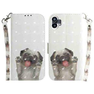 For Nothing Phone 1 3D Colored Horizontal Flip Leather Phone Case(Pug)