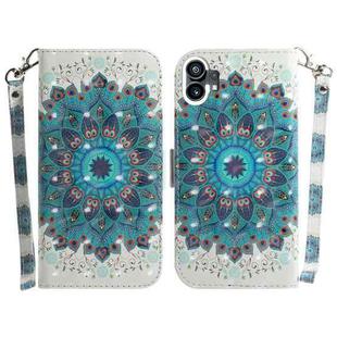 For Nothing Phone 1 3D Colored Horizontal Flip Leather Phone Case(Peacock Wreath)