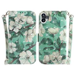 For Nothing Phone 1 3D Colored Horizontal Flip Leather Phone Case(Watercolor Flower)