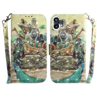 For Nothing Phone 1 3D Colored Horizontal Flip Leather Phone Case(Zoo)