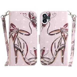 For Nothing Phone 1 3D Colored Horizontal Flip Leather Phone Case(Butterfly High-heeled)