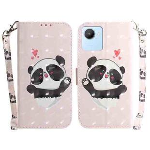 For Realme C30 3D Colored Horizontal Flip Leather Phone Case(Heart Panda)
