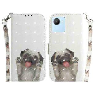 For Realme C30 3D Colored Horizontal Flip Leather Phone Case(Pug)