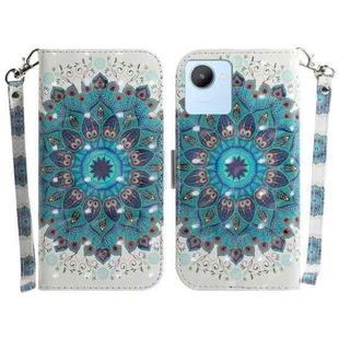 For Realme C30 3D Colored Horizontal Flip Leather Phone Case(Peacock Wreath)