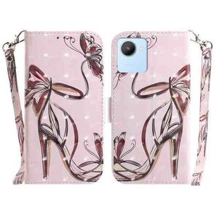 For Realme C30 3D Colored Horizontal Flip Leather Phone Case(Butterfly High-heeled)