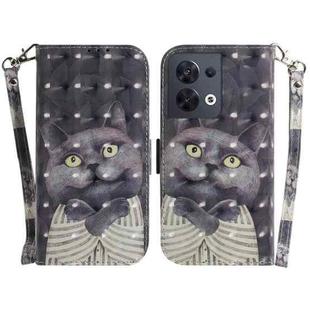 For OPPO Reno8 3D Colored Horizontal Flip Leather Phone Case(Hug Cat)