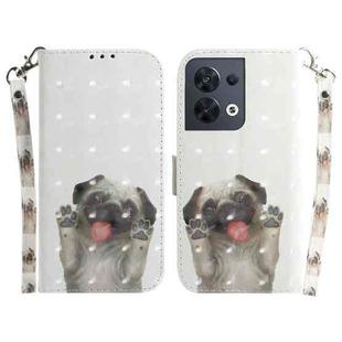 For OPPO Reno8 3D Colored Horizontal Flip Leather Phone Case(Pug)