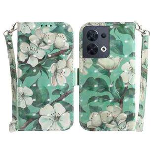 For OPPO Reno8 3D Colored Horizontal Flip Leather Phone Case(Watercolor Flower)