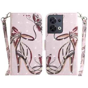 For OPPO Reno8 3D Colored Horizontal Flip Leather Phone Case(Butterfly High-heeled)