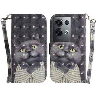 For OPPO Reno 8Pro 3D Colored Horizontal Flip Leather Phone Case(Hug Cat)