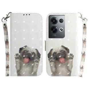 For OPPO Reno 8Pro 3D Colored Horizontal Flip Leather Phone Case(Pug)