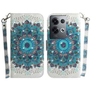For OPPO Reno 8Pro 3D Colored Horizontal Flip Leather Phone Case(Peacock Wreath)