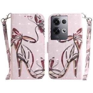 For OPPO Reno 8Pro 3D Colored Horizontal Flip Leather Phone Case(Butterfly High-heeled)