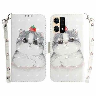 For OPPO Reno7 4G 3D Colored Horizontal Flip Leather Phone Case(Cute Cat)