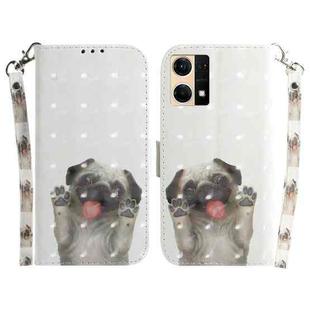 For OPPO Reno7 4G 3D Colored Horizontal Flip Leather Phone Case(Pug)