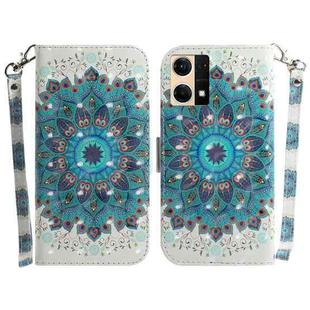 For OPPO Reno7 4G 3D Colored Horizontal Flip Leather Phone Case(Peacock Wreath)