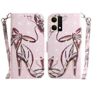 For OPPO Reno7 4G 3D Colored Horizontal Flip Leather Phone Case(Butterfly High-heeled)