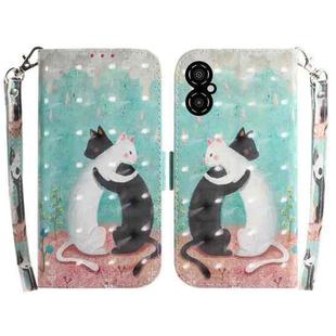 For Xiaomi Poco M4 5G 3D Colored Horizontal Flip Leather Phone Case(Black White Cat)