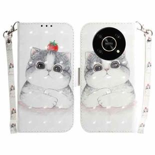 For Honor X9/X9 5G 3D Colored Horizontal Flip Leather Phone Case(Cute Cat)