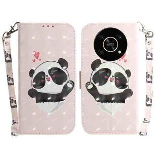 For Honor X9/X9 5G 3D Colored Horizontal Flip Leather Phone Case(Heart Panda)