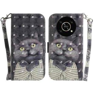 For Honor X9/X9 5G 3D Colored Horizontal Flip Leather Phone Case(Hug Cat)