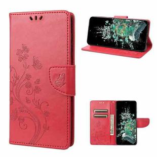 For OnePlus 10T Butterfly Flower Pattern Flip Leather Phone Case(Red)