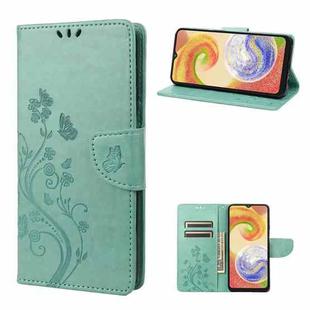 For Samsung Galaxy A04 Butterfly Flower Pattern Flip Leather Phone Case(Green)