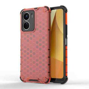 For vivo Y16 4G Global Honeycomb Phone Case(Red)
