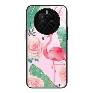 For Huawei Mate 50 Colorful Painted Glass Phone Case(Flamingo)