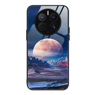For Huawei Mate 50 Pro Colorful Painted Glass Phone Case(Moon Hill)