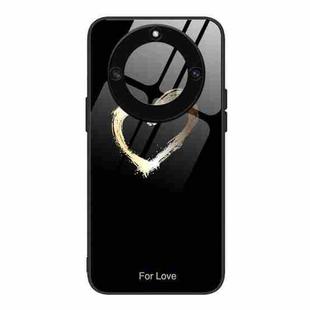 For Honor X40 Colorful Painted Glass Phone Case(Black Love)