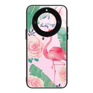 For Honor X40 Colorful Painted Glass Phone Case(Flamingo)