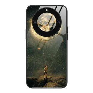 For Honor X40 Colorful Painted Glass Phone Case(Moon)