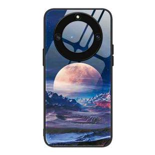 For Honor X40 Colorful Painted Glass Phone Case(Moon Hill)